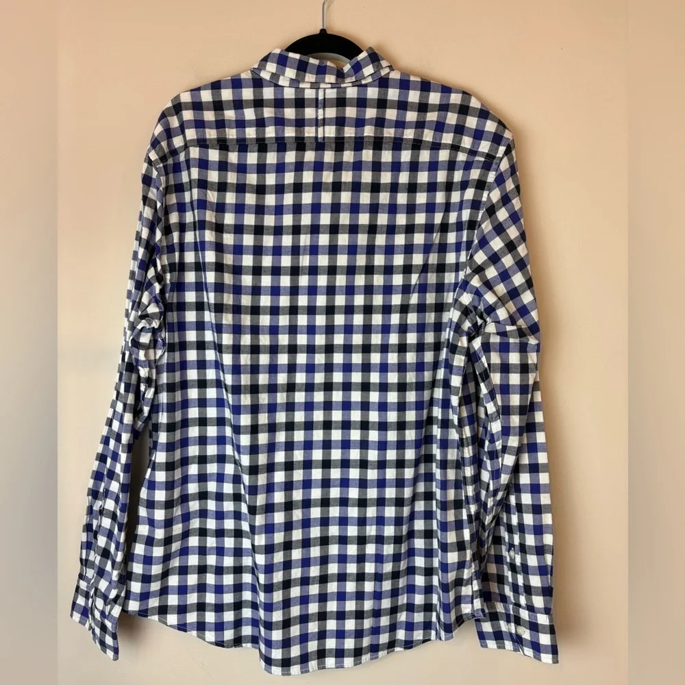 Banana Republic Grant Fit Luxe Flannel Shirt Men’s XL Blue White Checkered - Picture 5 of 8